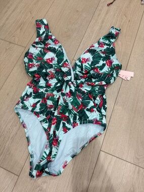 Victoria’s Secret Floral Tropical One-Piece Swimsuit - Green & Pink